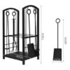 Set suport lemne semineu 2 nivele cu 4 accesorii 60 cm otel, 40x30x73 cm - imagine 3