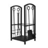 Set suport lemne semineu 2 nivele cu 4 accesorii 60 cm otel, 40x30x73 cm