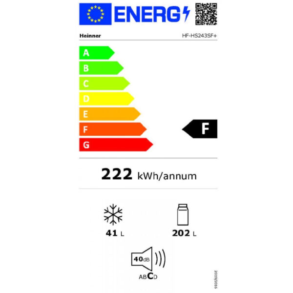 Frigider cu 2 usi Heinner HF-HS243SF+, clasa energetica F - imagine 3