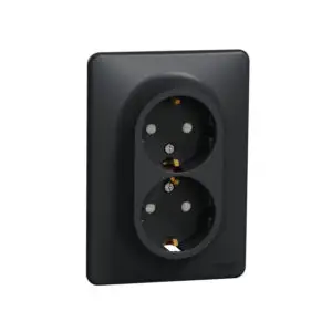 Priza dubla 2P+E cu obturatoare antracit SCH-SDD314221