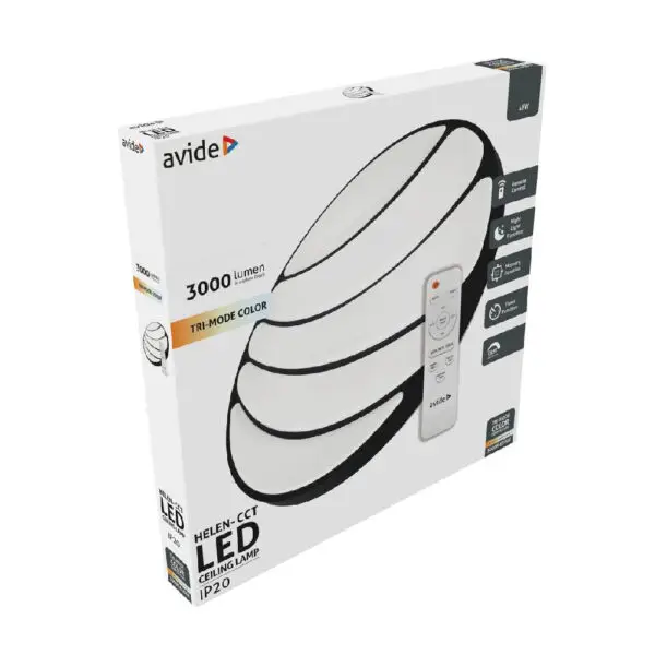 Plafonieră LED 48W cu telecomandă alb/negru ACLOCCT-48W-R-HEL - imagine 2