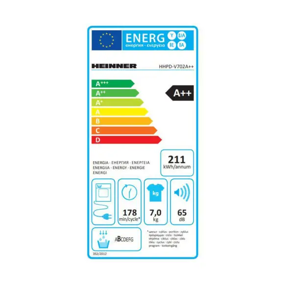 Uscator de rufe cu pompa de caldura Heinner HHPD-V702A++ - imagine 2