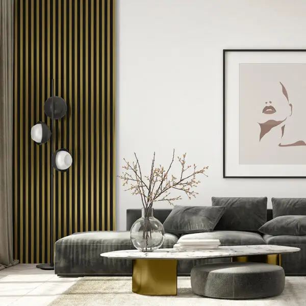 Riflaj / panou Linea slim 3 auriu / negru - imagine 5