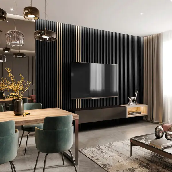 Riflaj / panou Linea slim 3 auriu / negru - imagine 6