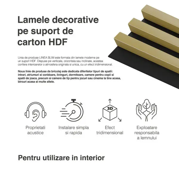 Riflaj / panou Linea slim 3 auriu / negru - imagine 8