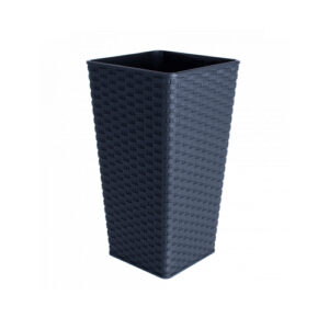 Ghiveci "Rattan" patrat cu insertie 22x22x41,5 cm (granit)