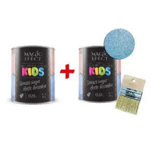 Pachet vopsea decorativa 1+1 gratuit Magic Efect Dune Kids Blue / albastru 0.9 L + pensula
