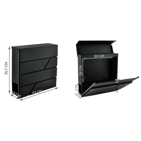 Cutie postala cu loc pentru ziar otel galvanizat, antracit, 37x10 x 36.7 cm - imagine 3