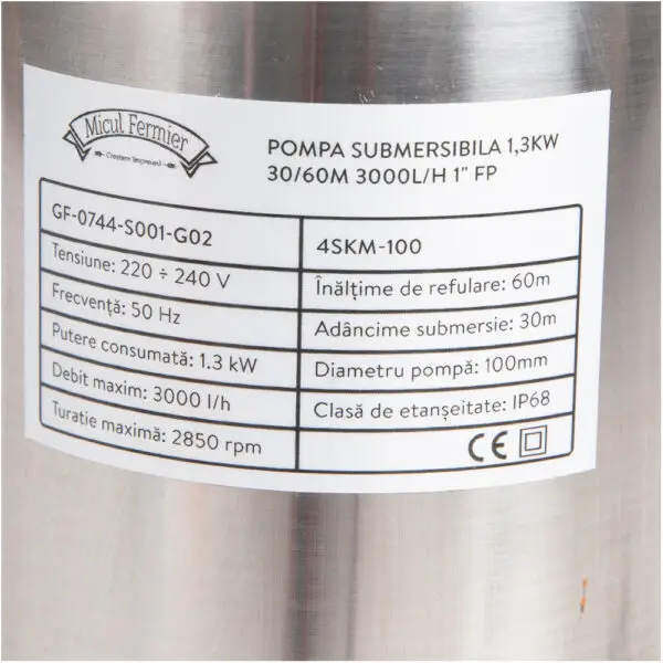 Pompa submersibila 1,3kW 30/60m 3000l/h 1" FP GF-0744 - imagine 3