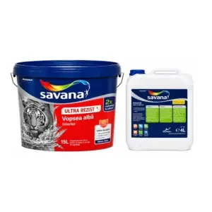 Vopsea Savana ultra-lavabilă albă interior Ultra Rezist cu Teflon 15 L + 4 l amorsa