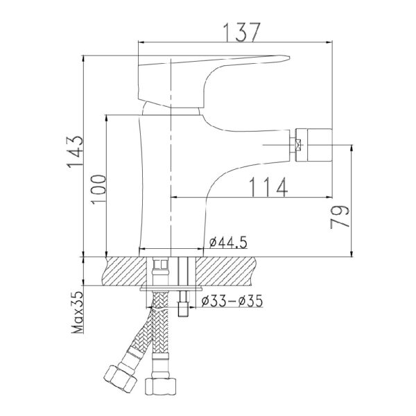 Baterie stativa bideu Nice 97011.0 crom cu ventil - imagine 2