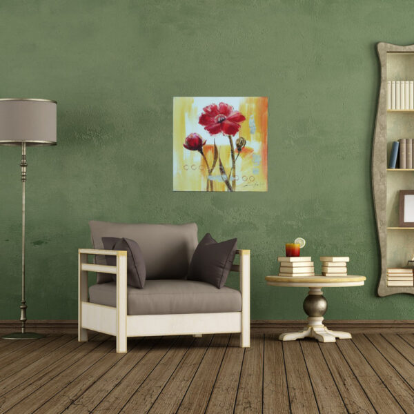 Tablou crizanteme rosii 218-OPD964B 40x40 cm - imagine 2