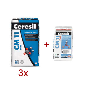 Pachet 3 saci Adeziv gresie si faianta CM 11 Plus 25Kg + 1 sac CM 11 Plus 5 Kg GRATUIT
