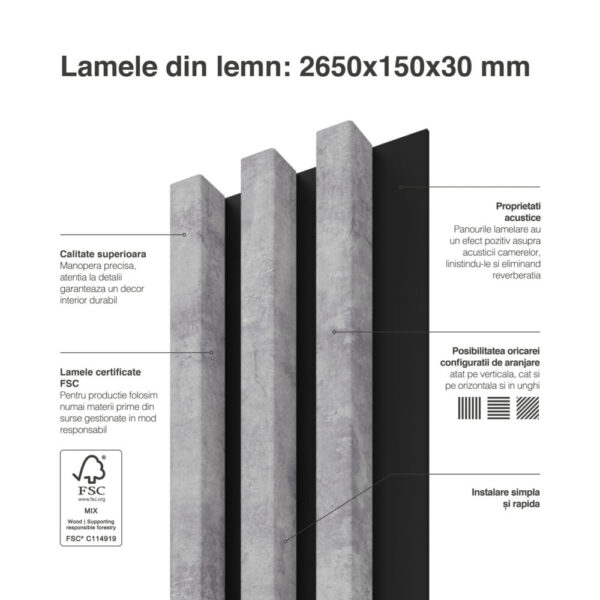 Riflaj / panou Linea slim 3 urban / negru - imagine 15