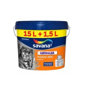 Vopsea superlavabila super alba Savana interior alba 15 L + 1.5 L CADOU