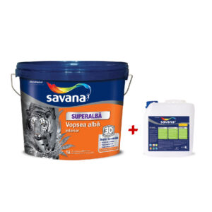 Vopsea superlavabila super alba Savana interior alba 15 L + Amorsa 4 L