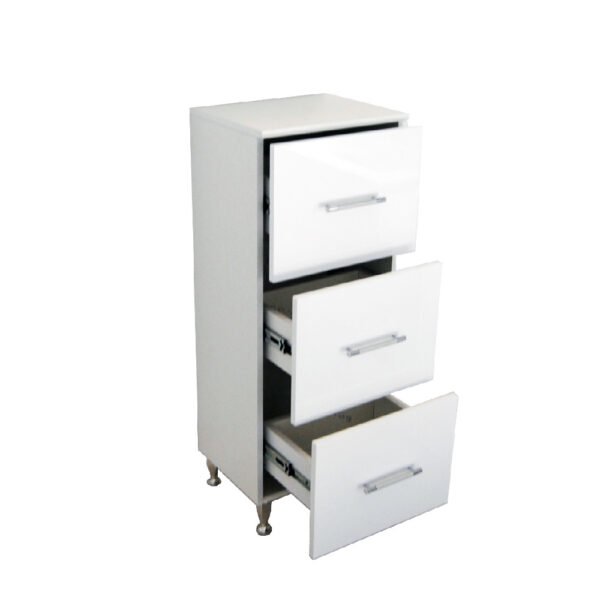 Dulap de baie alb MDF cu 3 sertare - imagine 2