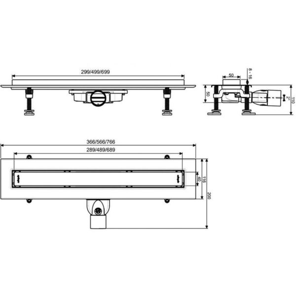 Rigola dus Slim Venisio faiantabila 70 cm - imagine 3