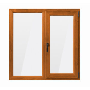 Fereastra PVC Bastion cu geam termopan 116x116 cm 5 camere stejar auriu