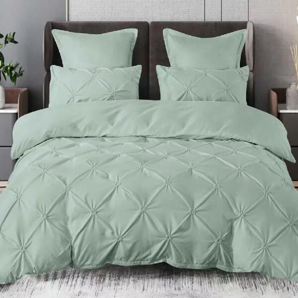Lenjerie de pat finet uni 6 piese verde/gri