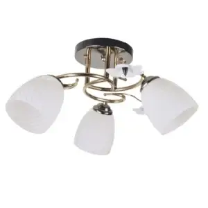 Candelabru Klausen LOLA 3, alb cu auriu, metal și sticlă, stil clasic, 3xE27, Ø 45 cm, LY-3081