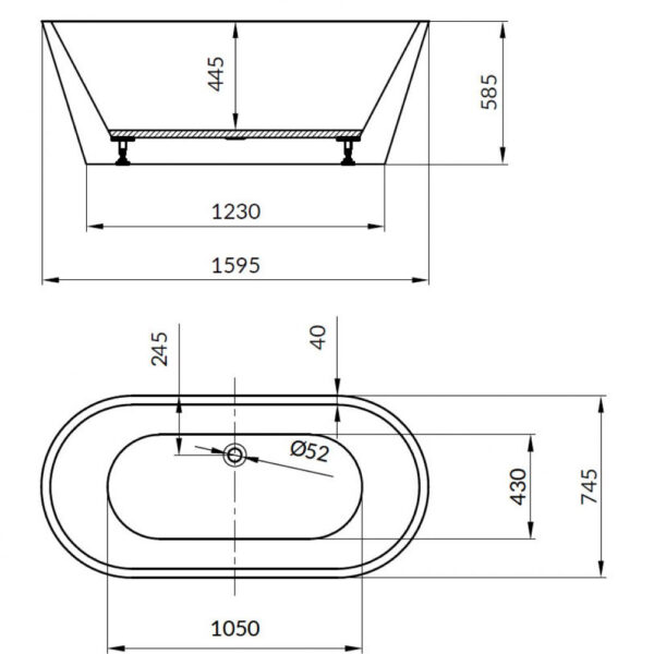 Cada de baie Freestanding Crea oval - imagine 3