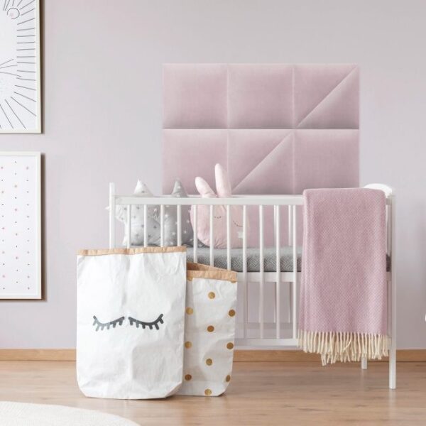 Panou decorativ tapițat Mollis roz 30 x 30 cm - imagine 2