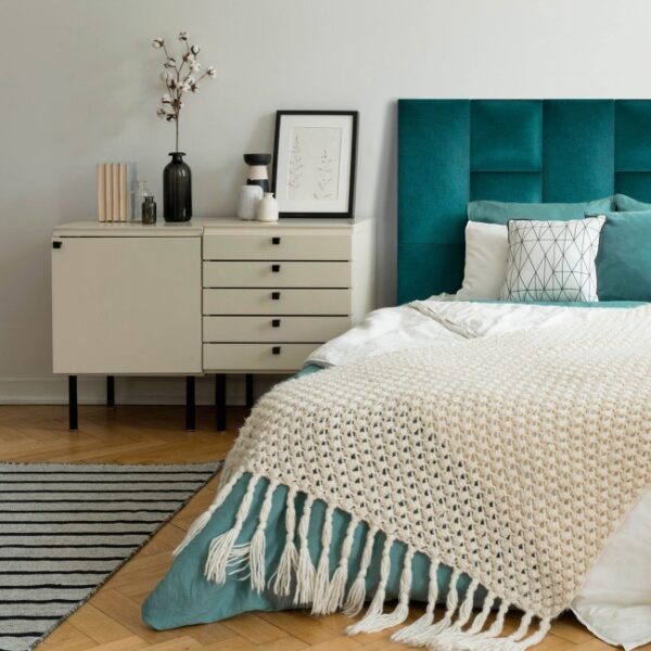 Panou decorativ tapițat Mollis turquoise 30 x 60 cm - imagine 2