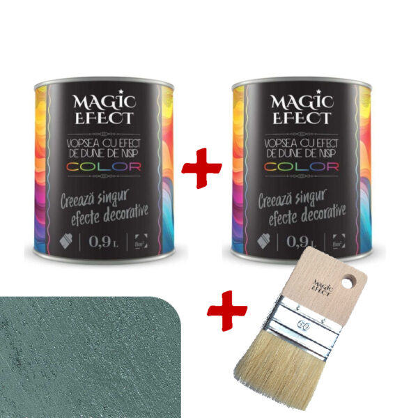Pachet Magic Efect vopsea cu efect Dune de nisip Amazon Green C25 - 1+1 gratuit + pensula