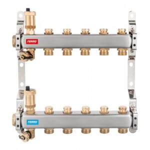 Distribuitor tur - retur 3 cai din otel inoxidabil pentru incalzire radiatoare RO03S F