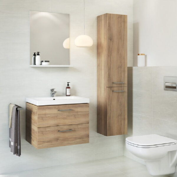 Set mobilier de baie nuc 80 cm Lara cu lavoar Como - imagine 2