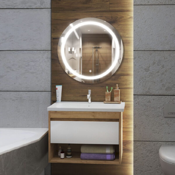 Set mobilier baie alb / stejar 80 cm Premium Oslo - imagine 2