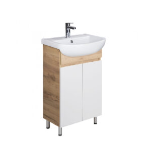 Set mobilier de baie alb / stejar 50 cm Oslo Wood