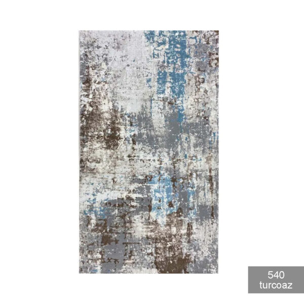 Covor modern 0,80 x 1,50 m galben / gri / maro / rosu /roz / turcoaz / verde Rose - imagine 4