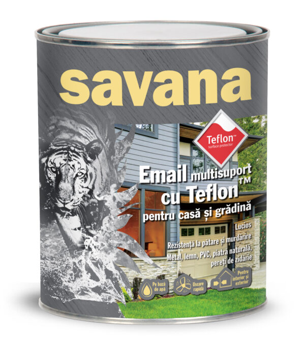 Email Savana pentru casă și grădină cu teflon pe bază de apă 0,75 l negru
