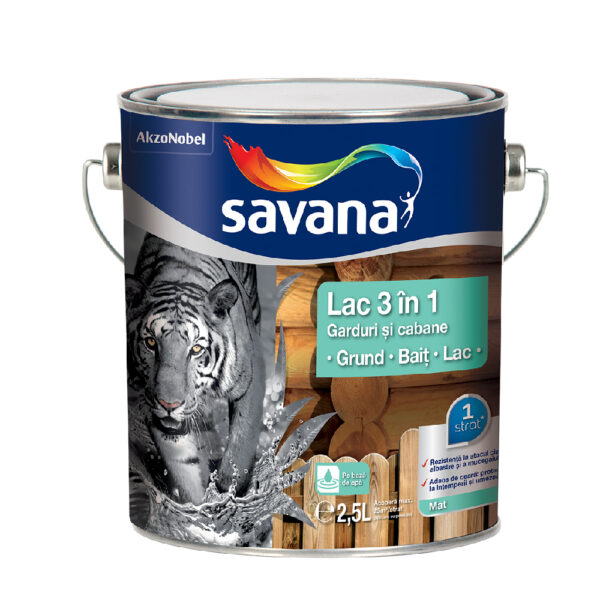 Lac Savana 3 în 1 pentru garduri și cabane pe bază de apă 5 l pin antic