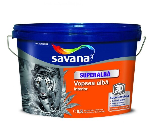 Vopsea superlavabila pentru interior superalba 3D activ 8.5 L