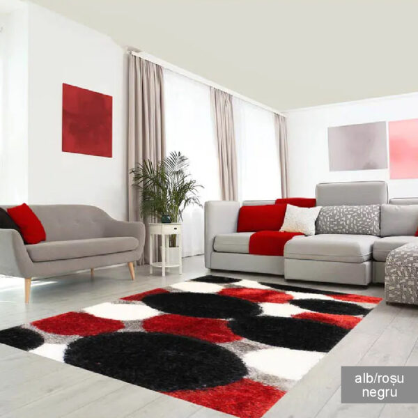 Covor pufos 3D 1,50 x 2,30 m rosu / negru / galben / albastru / gri Soft - imagine 9