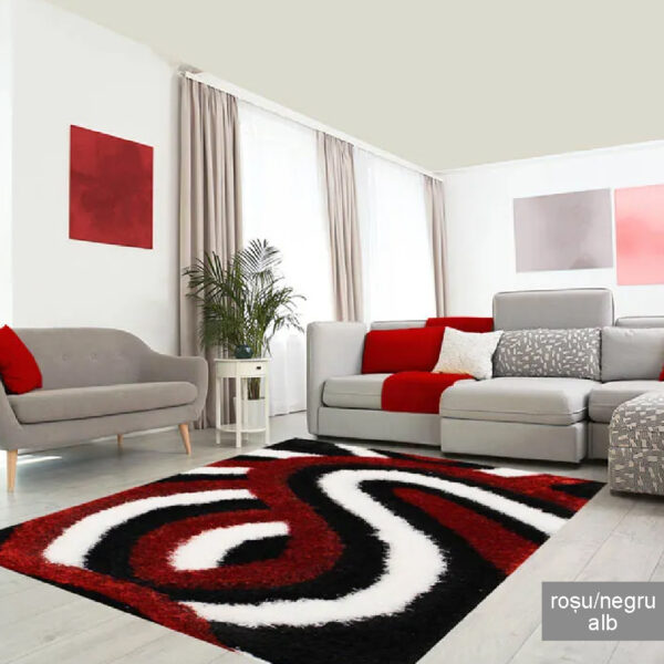 Covor pufos 3D 1,50 x 2,30 m rosu / negru / galben / albastru / gri Soft - imagine 14