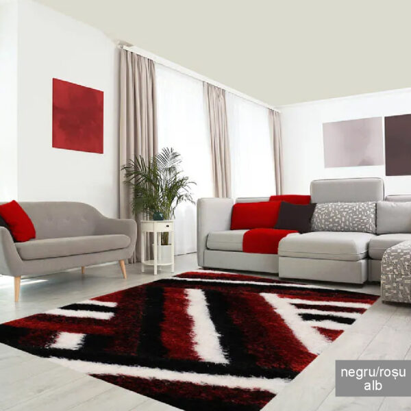 Covor pufos 3D 1,50 x 2,30 m rosu / negru / galben / albastru / gri Soft - imagine 17