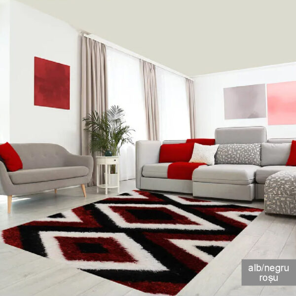 Covor pufos 3D 1,50 x 2,30 m rosu / negru / galben / albastru / gri Soft - imagine 7