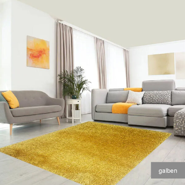 Covor pufos 1,25 x 2,00 m alb / albastru / galben / gri Soft simplu - imagine 2