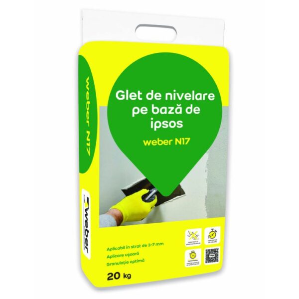 Glet alb pe bază de ipsos Weber N17 - 20 Kg