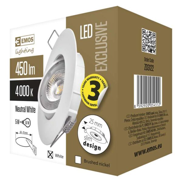 Spot led încastrat exclusive 5W alb neutru ZD3122