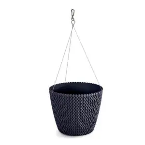 Ghiveci decorativ cu lant antracit 23x14.5 cm