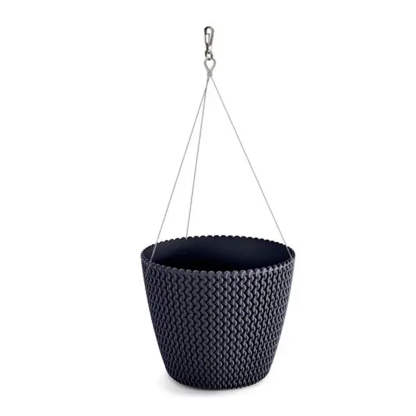 Ghiveci decorativ cu lant antracit 23x14.5 cm