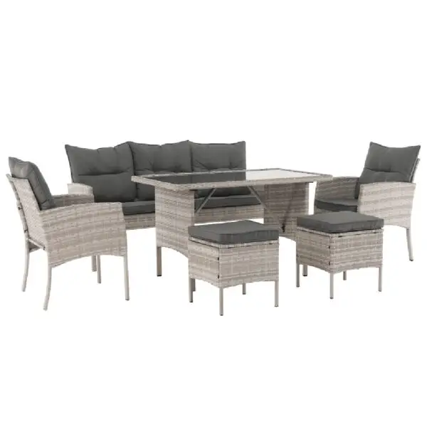 Set mobilier de grădină din ratan gri deschis - imagine 4