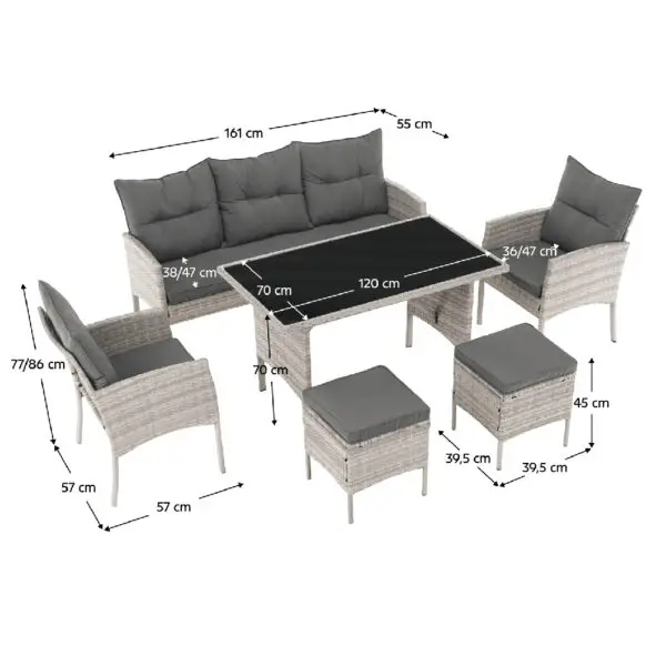 Set mobilier de grădină din ratan gri deschis - imagine 3