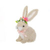 Decoratiune Paste iepuras roz/crem cu flori/ceramic roz perlat - imagine 2