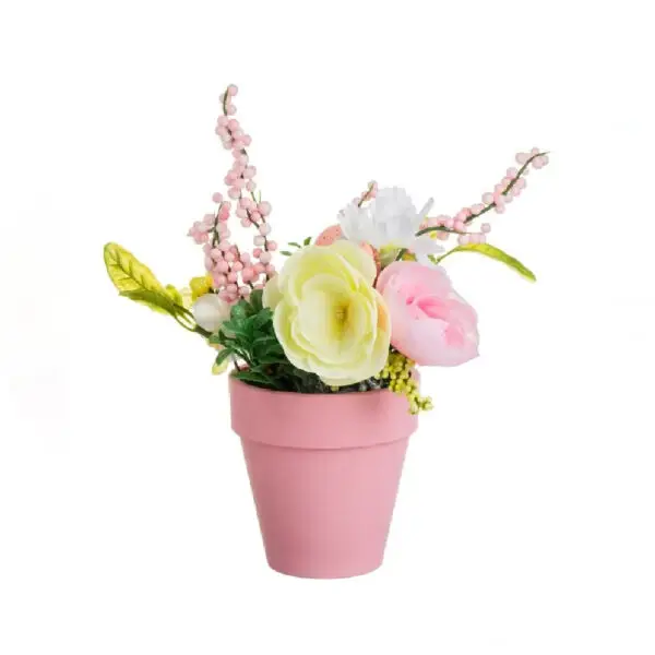 Ghiveci decorativ de Paste cu flori/oua 11x20 cm / Ghiveci roz de Paste cu flori 28 cm - imagine 2
